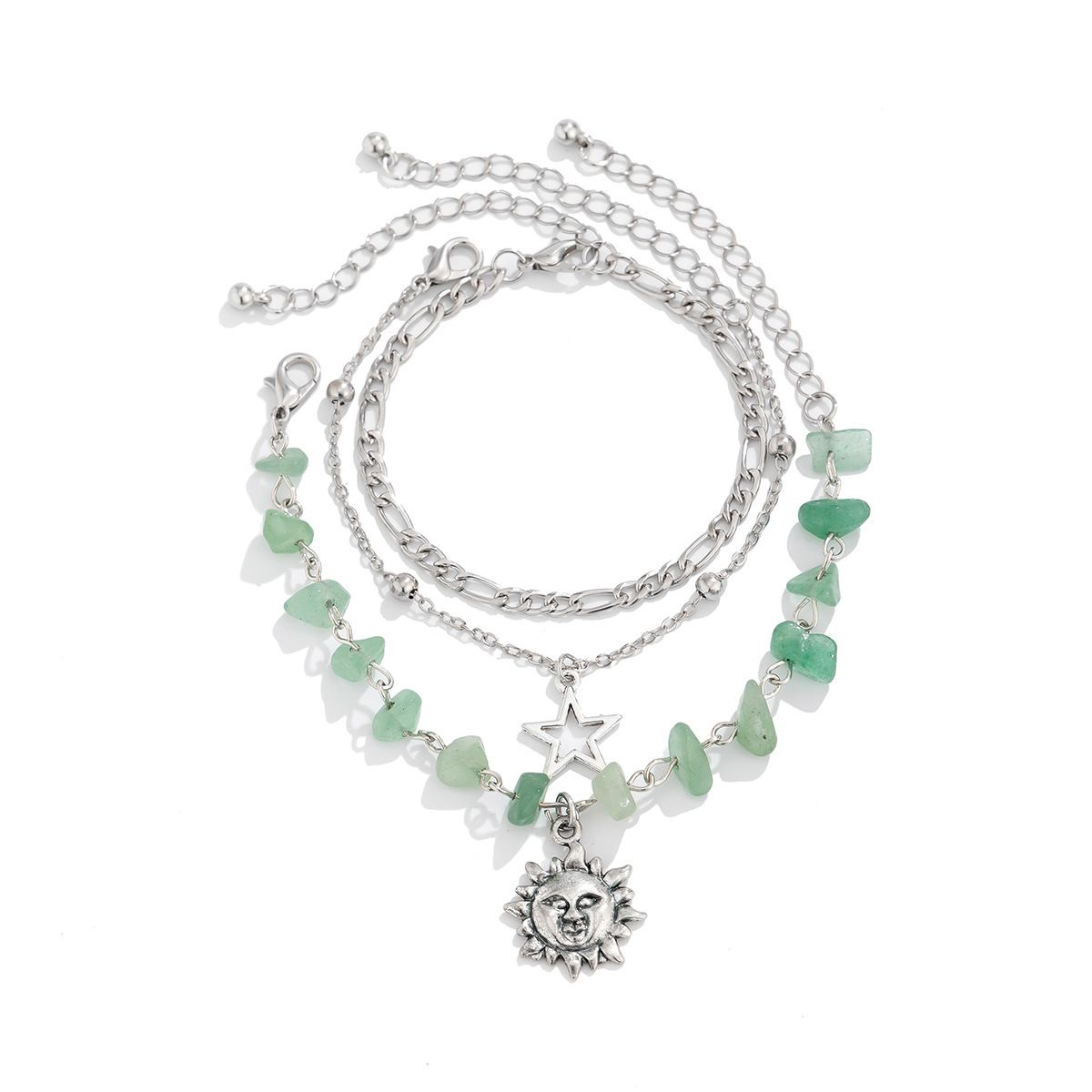 Pulsera de estilo retro étnico con forma de libélula estrella y piedras en cadena multicapa para mujer — imagen 5