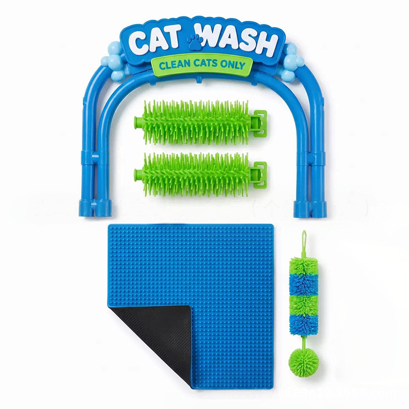 Cat Shampoo Massage Brush Arch – Self Grooming Bathing Scratcher Station with Soft Bristles, Cat Bath Spa Toy — image 1
