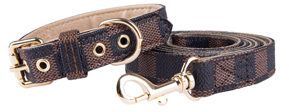 Old Flower Pet Collar PU Leather Dog Collar Traction Rope Cat Traction Collar Dog Walking Rope Anti-String Wear — image 7