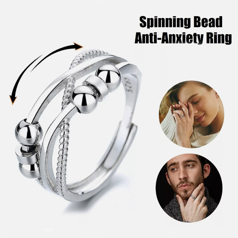 Rotatable Ring With Open Design Fashion Double-layered Hollow Line Anxiety Relief Rings For Women — image 4