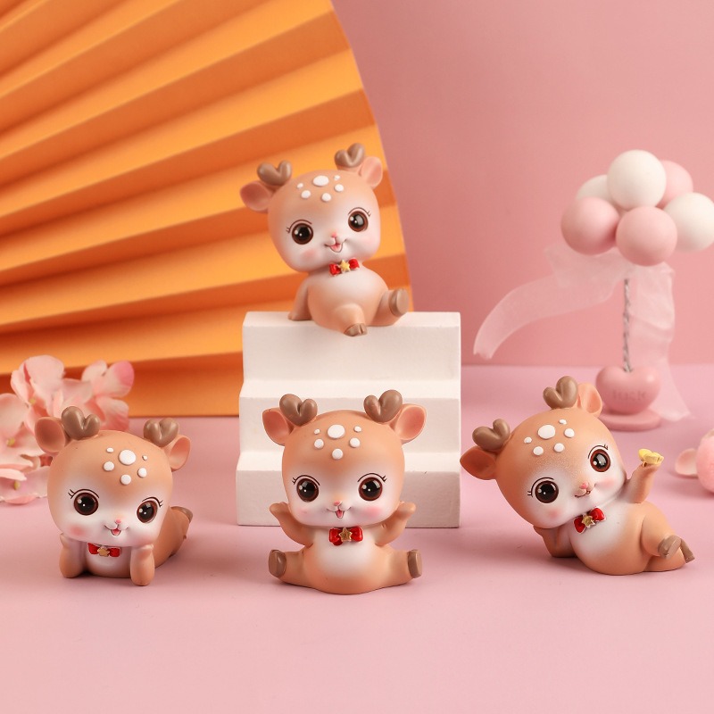 Beginner's Little Cute Resin Deer Decoration Girl's Heart Creative Home Decoration Student Gift Car Decoration Deer — image 1
