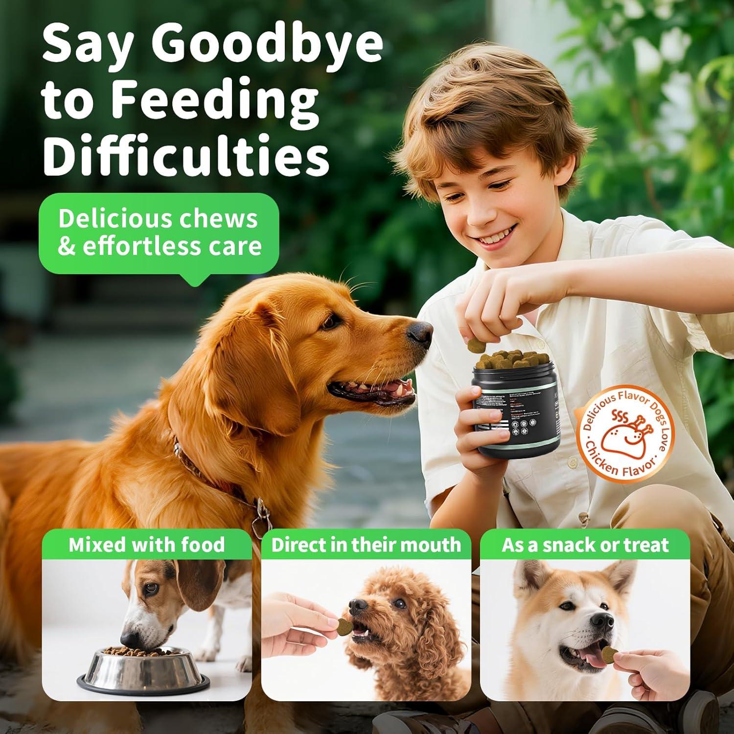 Probióticos y Enzimas Digestivas para Perros - Chucherías de Fibra de Calabaza para Salud Intestinal, Alivio de Constipación, Estreñimiento y Dispepsia, Soporte de Gas y Heces, Sabor a Pollo, 90 Piezas — imagen 3