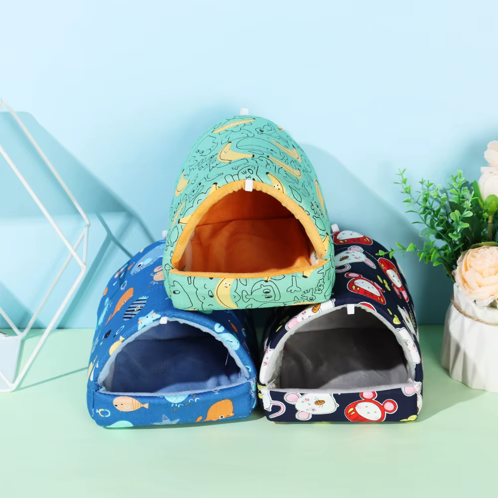 Cute Cartoon Rabbit Squirrel Mini Cage Guinea Pig Nest Small Animal Mice Rat Pet Sleeping Bed Hamster House Winter Warm Soft Mat — image 3