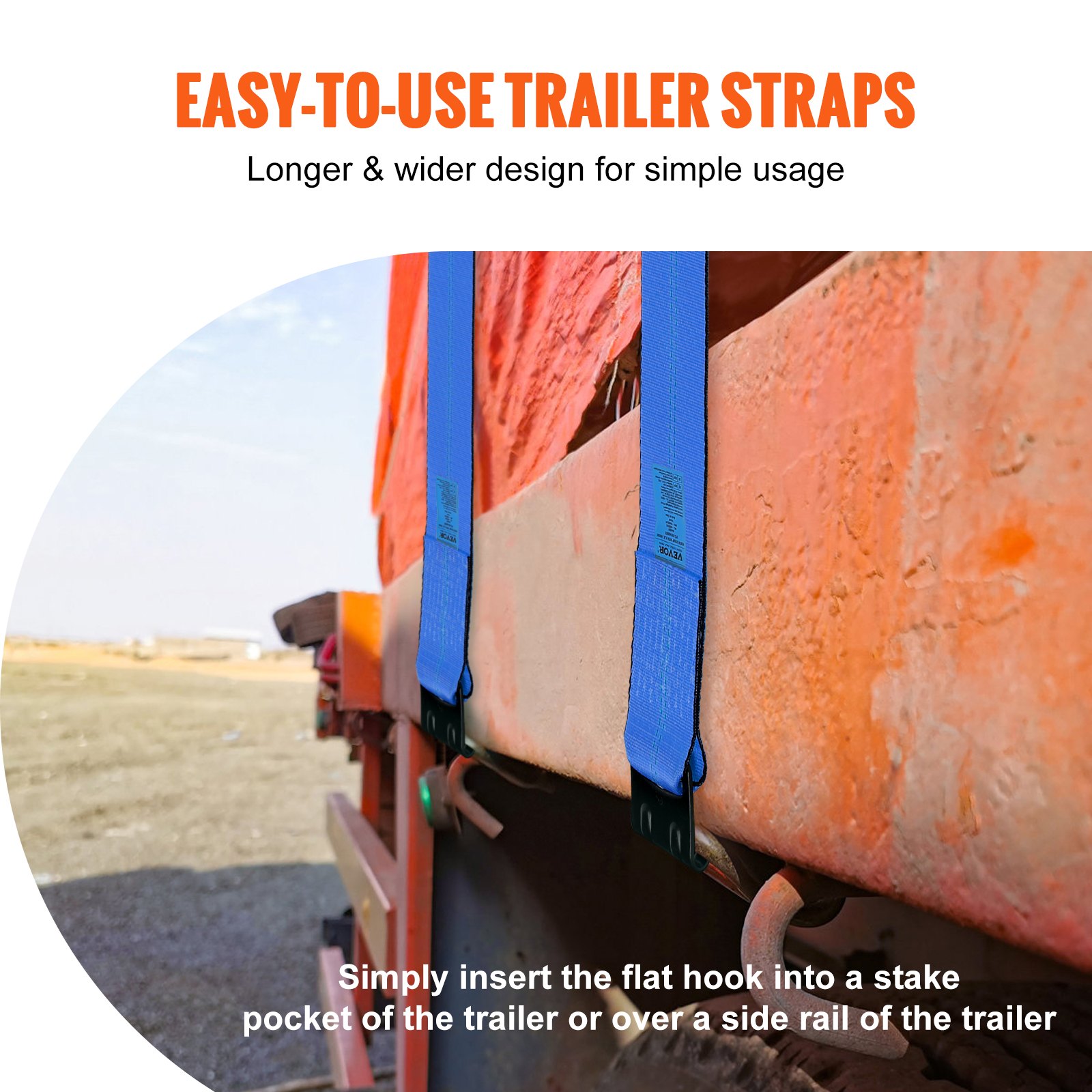 Winch Straps, 4 X 30 6000 Lbs Load Capacity, 18000 Lbs Breaking Strength, Truck Straps With Flat Hook, Flatbed Tie Downs Cargo Control For Trailers, Farms, Rescues, Tree Saver, Blue — image 1