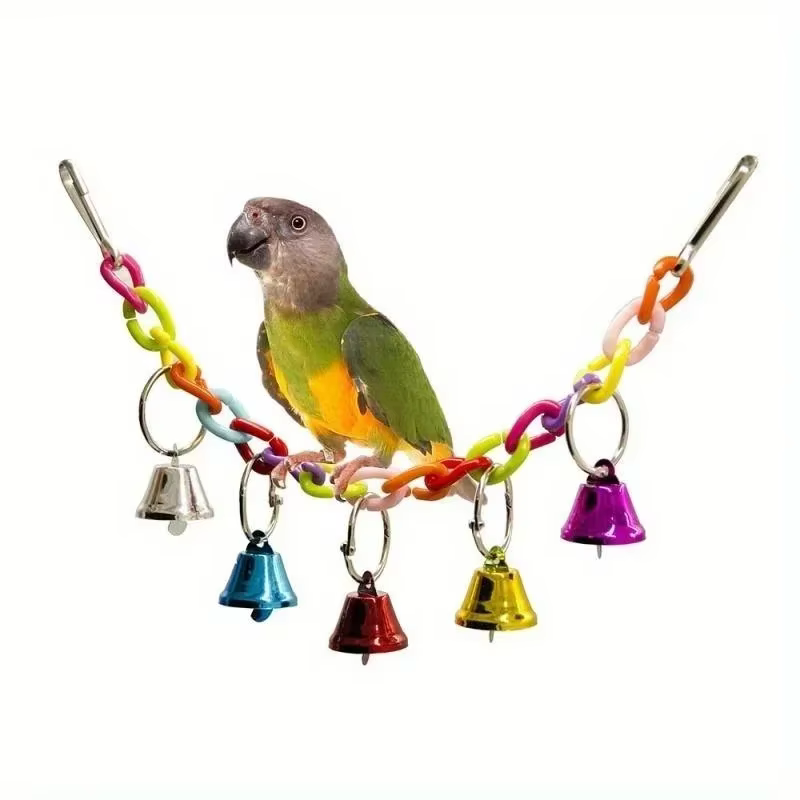 Parrot Toys Bird Suspension Bridge Bird Cage Swing Toy With Bell Pet Supplies Random Color — image 1