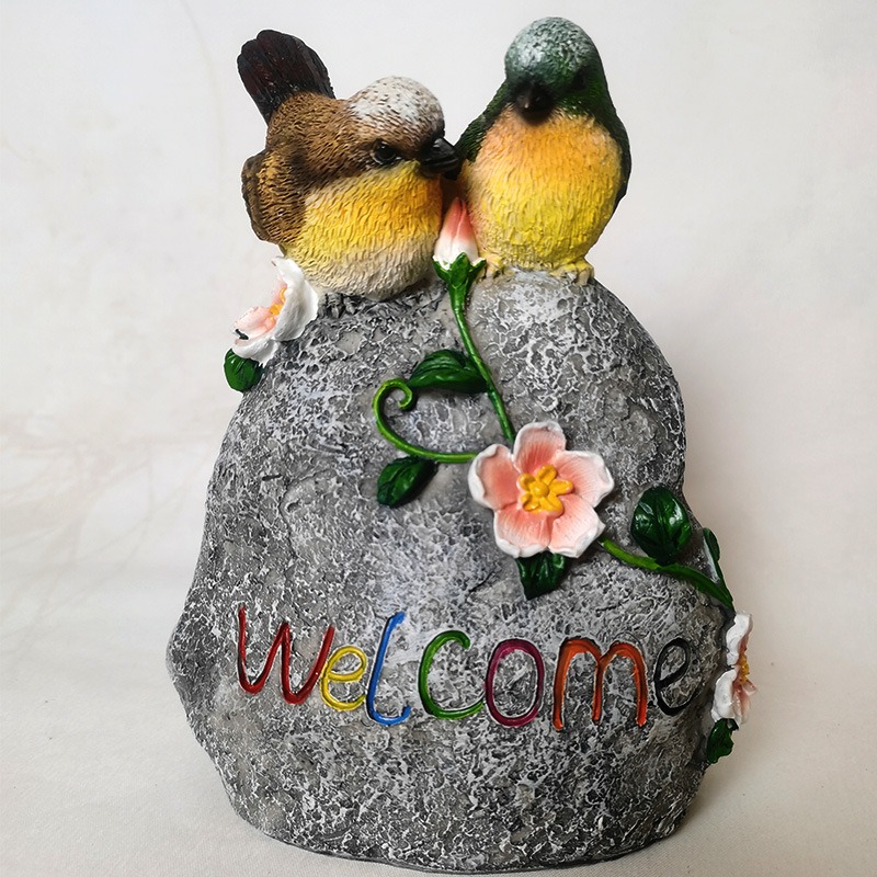Ornamentos de jardín para hogar, pájaros de arcilla doble — imagen 2