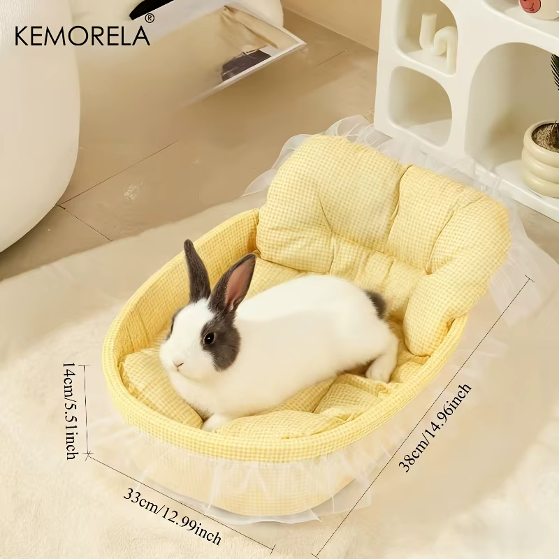 Soft Cute Bunny Princess Nest - Fluffy Rabbit Bed with Lace Edges, Cozy Plush Bedding for Small Pets, Hamsters, Guinea Pigs — image 6