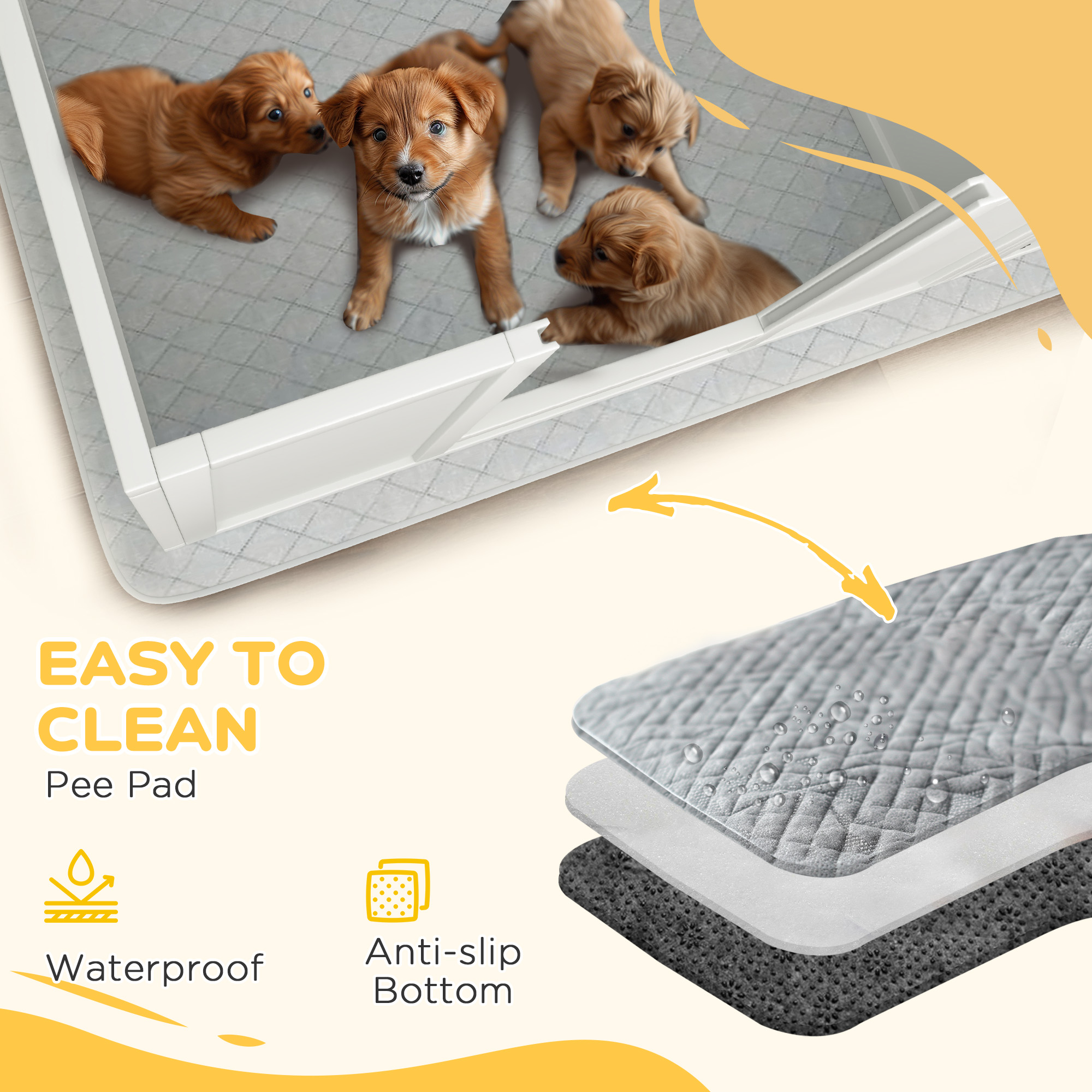 Caja de Parto para Perros con Paño de Orina, Ralla de Cerdo, Puerta Ajustable para Razas Pequeñas, Medianas y Grandes Nacimiento, 41" x 39" — imagen 7