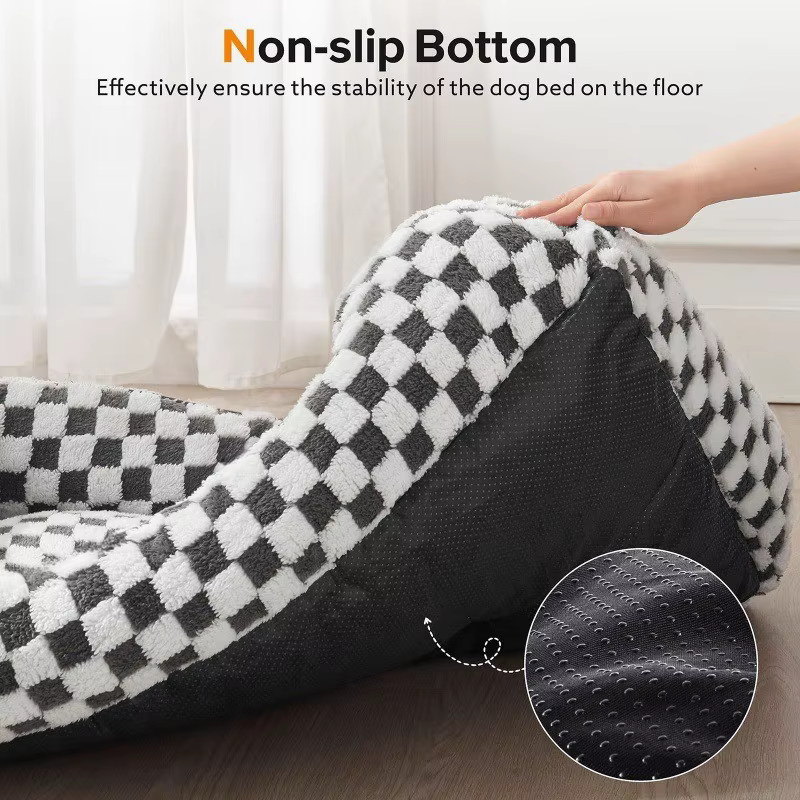 Checkered Pet Bed A Square-Shaped Pet Bed Soft and Comfortable Providing A Deep Sleep Area for Dogs and Cats Winter Warm Pet Pad — image 4