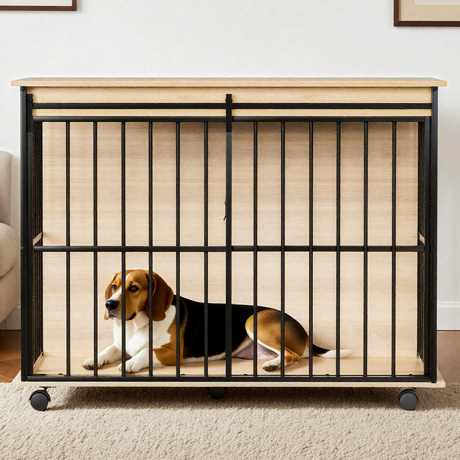 Dog crate furniture, large-sized dog crate suitable for medium to large dogs, wooden dog kennel furniture — image 5