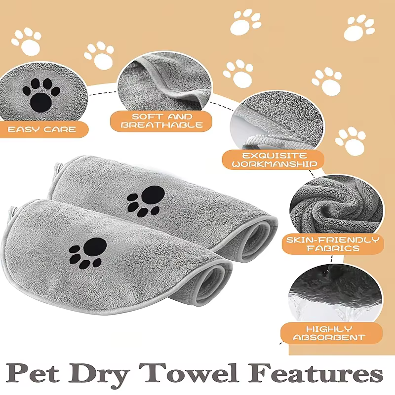 Pet Drying Towel for Dogs Cats, Super Absorbent Soft Bath Towel, Pet Grooming Supplies for Pet Bath Cleaning — image 5