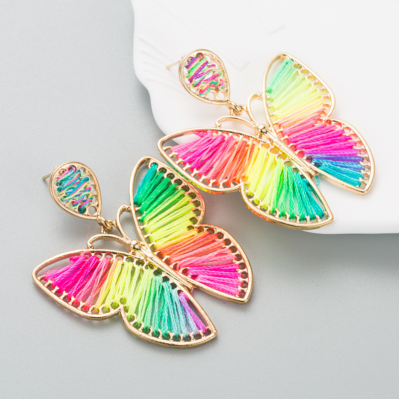 Fashion Alloy Hand-Woven Butterfly Earrings Creative Exaggerated Trend Hollow Earrings — image 4