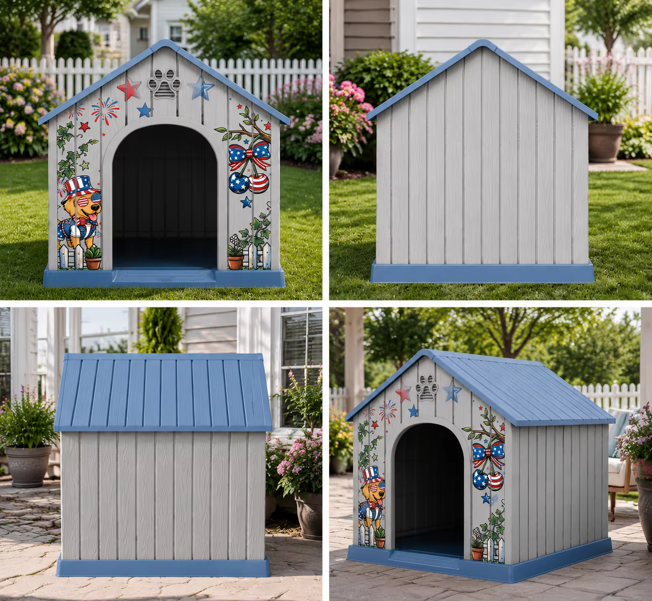 Outdoor Plastic Dog House, Weatherproof Pet Shelter with Printed Pattern Door, Outdoor Dog Cabin for Small Medium Dogs — image 8