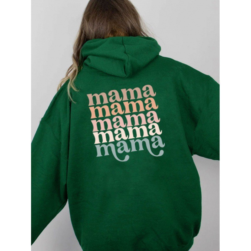 Casual Printed Long Sleeve Kangaroo Pocket Hooded Sweatshirt for Women — image 15