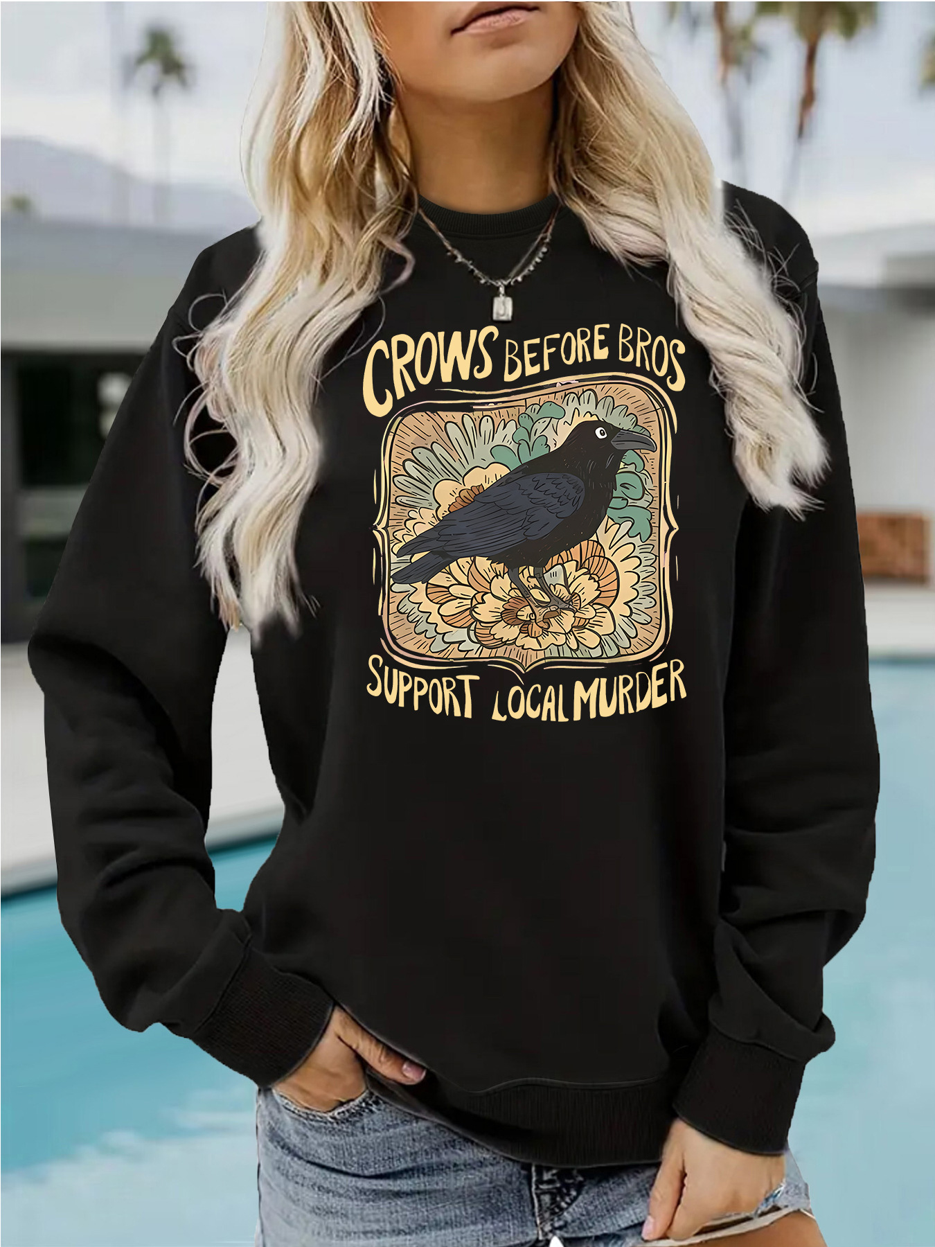 Letter crow print hoodie — image 10