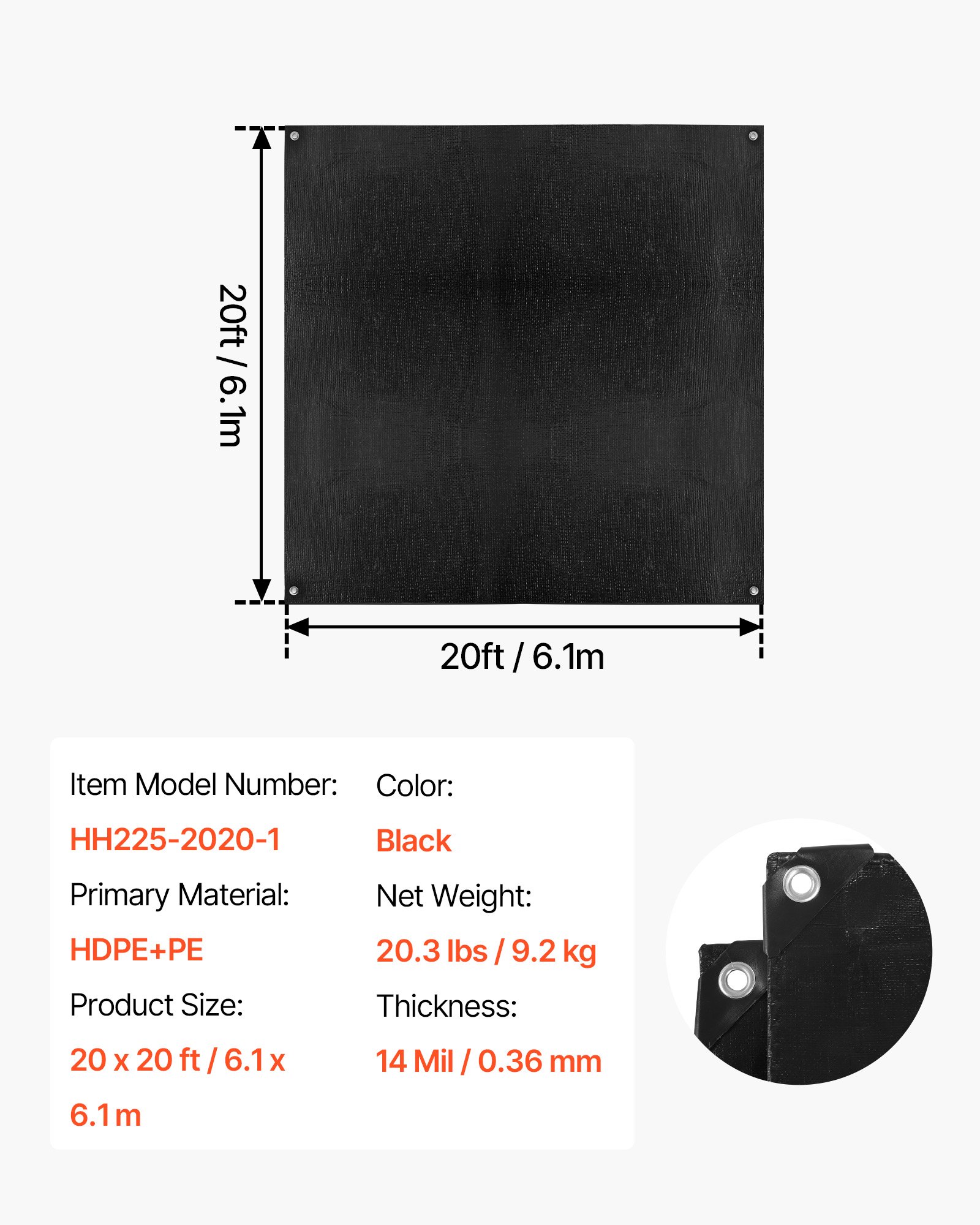 Pond Liner, 14 Mil Thickness, 3-Layer Reinforced PE Fish Koi Pond Liner For Outdoor Ponds, With Hemmed Edge And 4 Metal Buttonholes, For Water Garden, Waterfall, And Fountains, Black — imagen 1