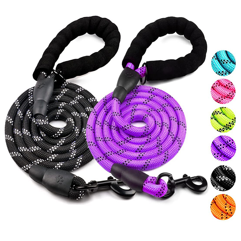Pet Reflective Dog Leash Multi-color Round Rope Dog Chain Comfortable Handle Set — image 1