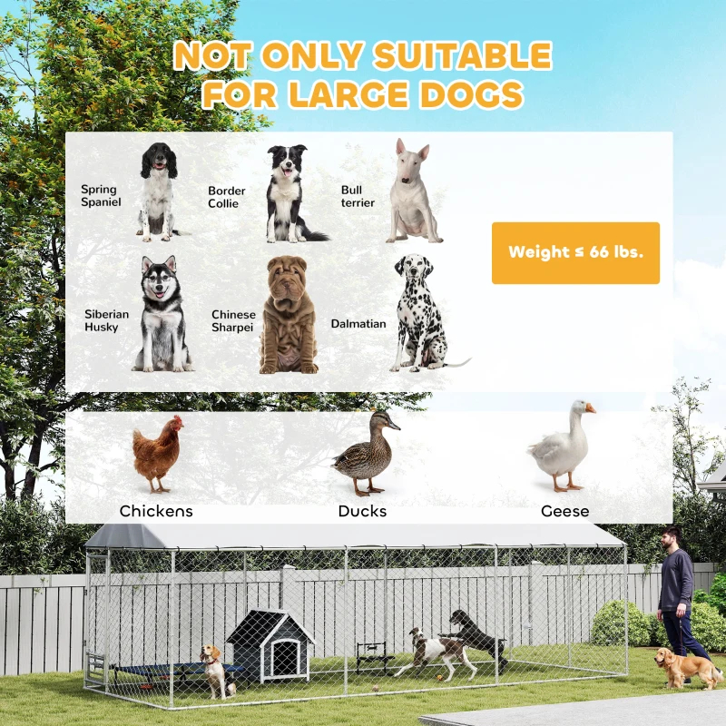 Dog Kennel Outdoor Dog Run Waterproof UV-Resist Cover Lockable Door Adjustable Bowls 20 X 7.5 X 6.5ft, Multiple Packages — imagen 5
