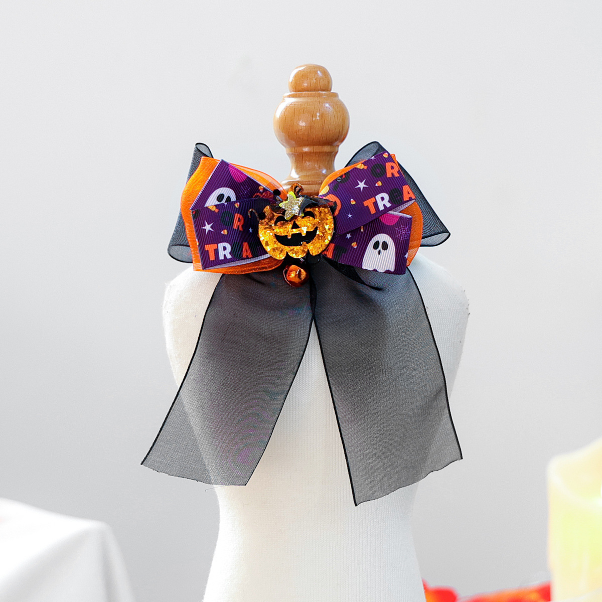 Disfraz de Calabaza de Halloween para Perros y Gatos Pequeños con Collar y Lazo, Accesorios de Vestimenta Festiva — imagen 5