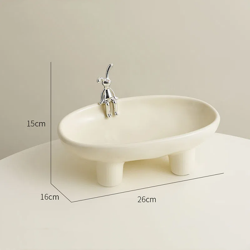 Creative Ceramic Cheese Rabbit Entrance Key Storage Ornament Living Room Decoration Bedroom Room Decoration — image 5