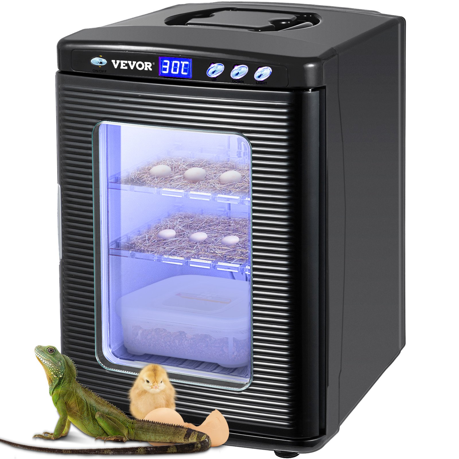Black Reptile Incubator 25L Scientific Lab Incubator Digital Incubator Cooling And Heating 5-42°C Reptile Egg Incubator 12V/110V Work For Small Reptiles — imagen 1