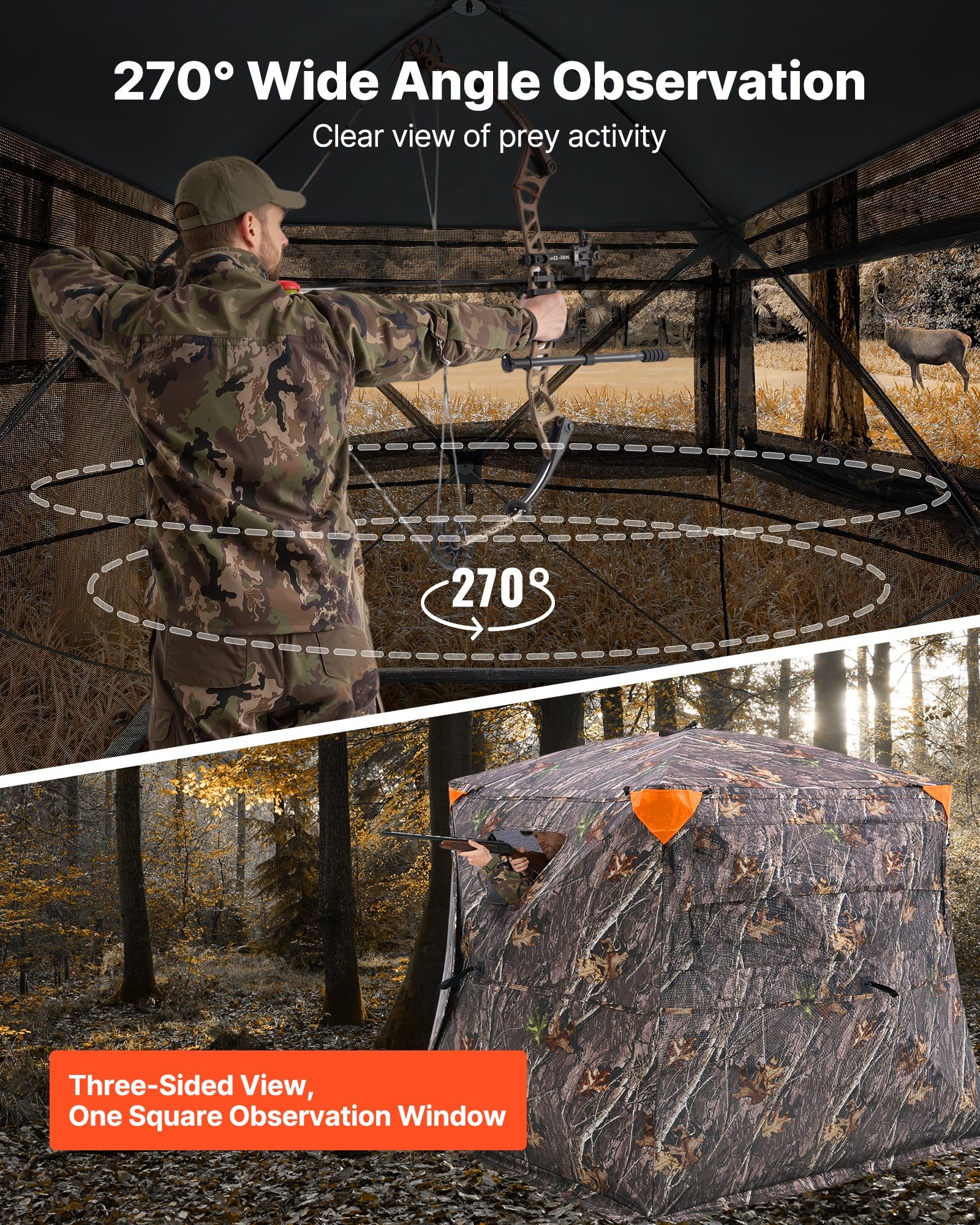 Hunting Blind, 270° See Through Ground Blind, 4-5 Person Pop Up Deer Blind For Hunting With Carrying Bag, Portable Resilient Hunting Tent, One-Way See-Through Mesh For Turkey And Deer Hunting — imagen 2