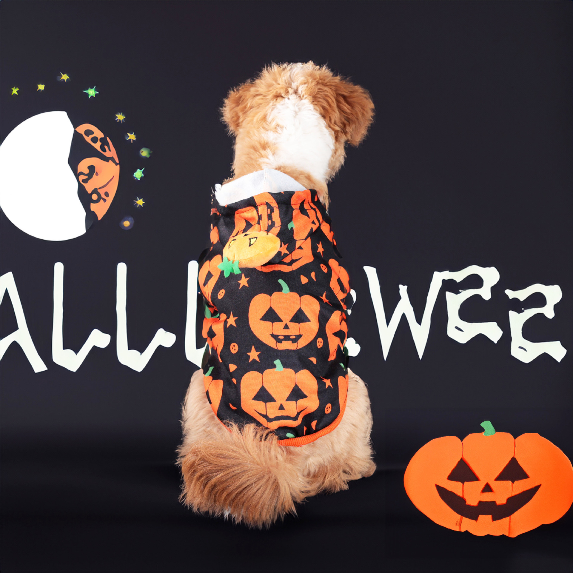 Halloween Pet Dog Clothes Cat Dog Halloween Pumpkin Hoodie Sweatshirt for Medium and Small Dogs Teddy — image 3