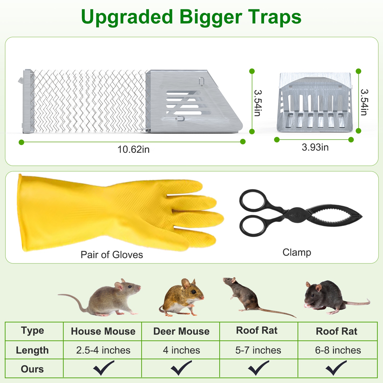 2 jaulas trampa humanitarias para ratones, sin necesidad de armado, trampa automática y continua para ratas con puerta unidireccional, reutilizable, para capturar y liberar animales, roedores, topillos y ratones, para primavera y verano — imagen 9