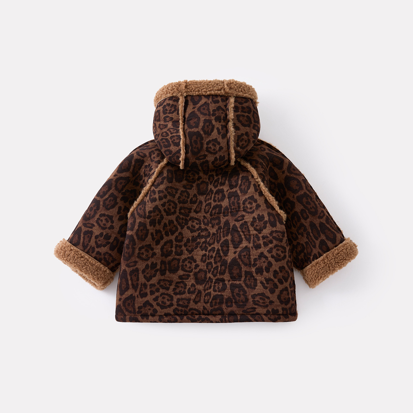 Baby Leopard Print Fleece Overall Jacket with Hood, Warm and Thickened — image 5
