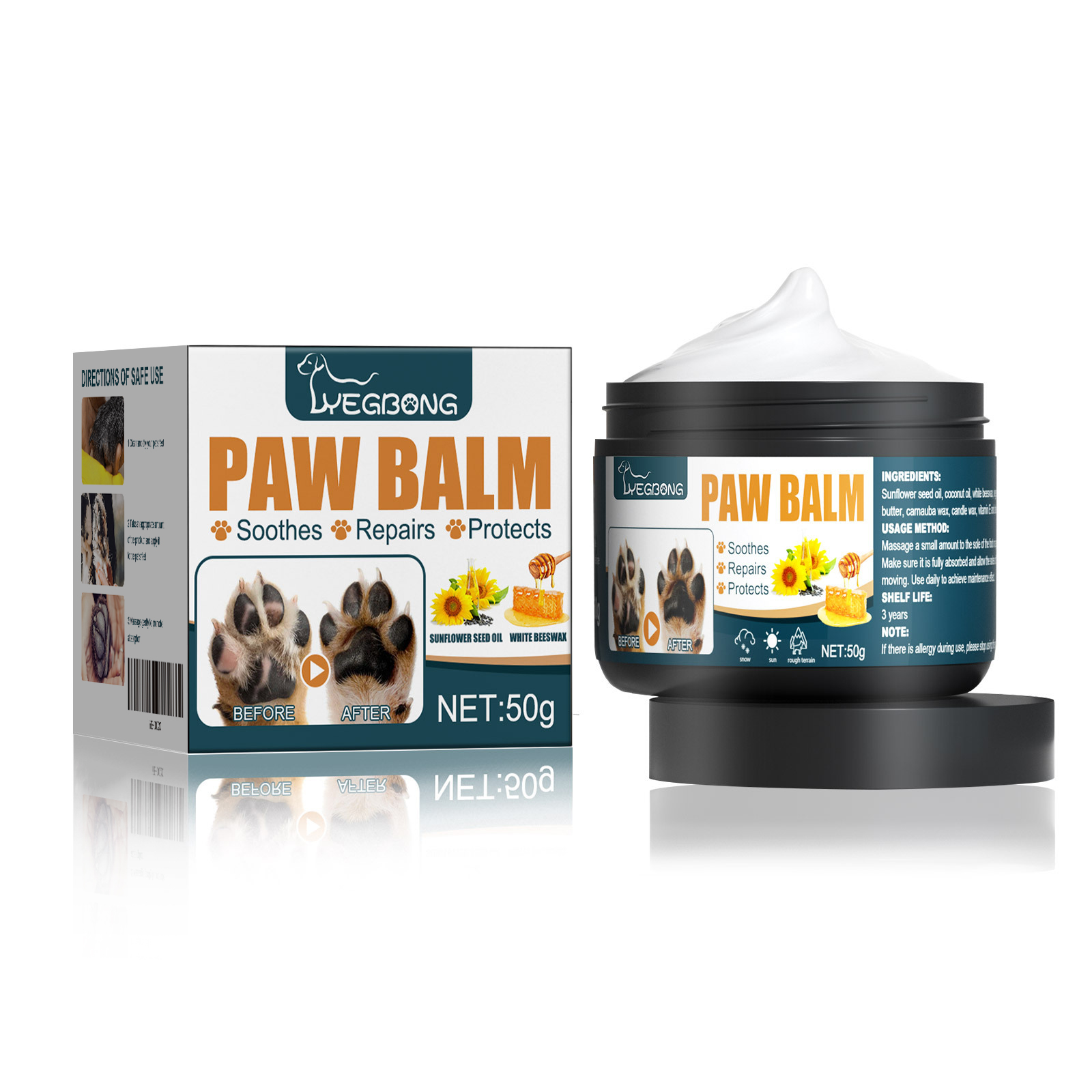 Cremas para Patas de Mascotas Yegbong - Protector de Pieles Secas y Arrugadas para Perros y Gatos con Aceites Naturales — imagen 1