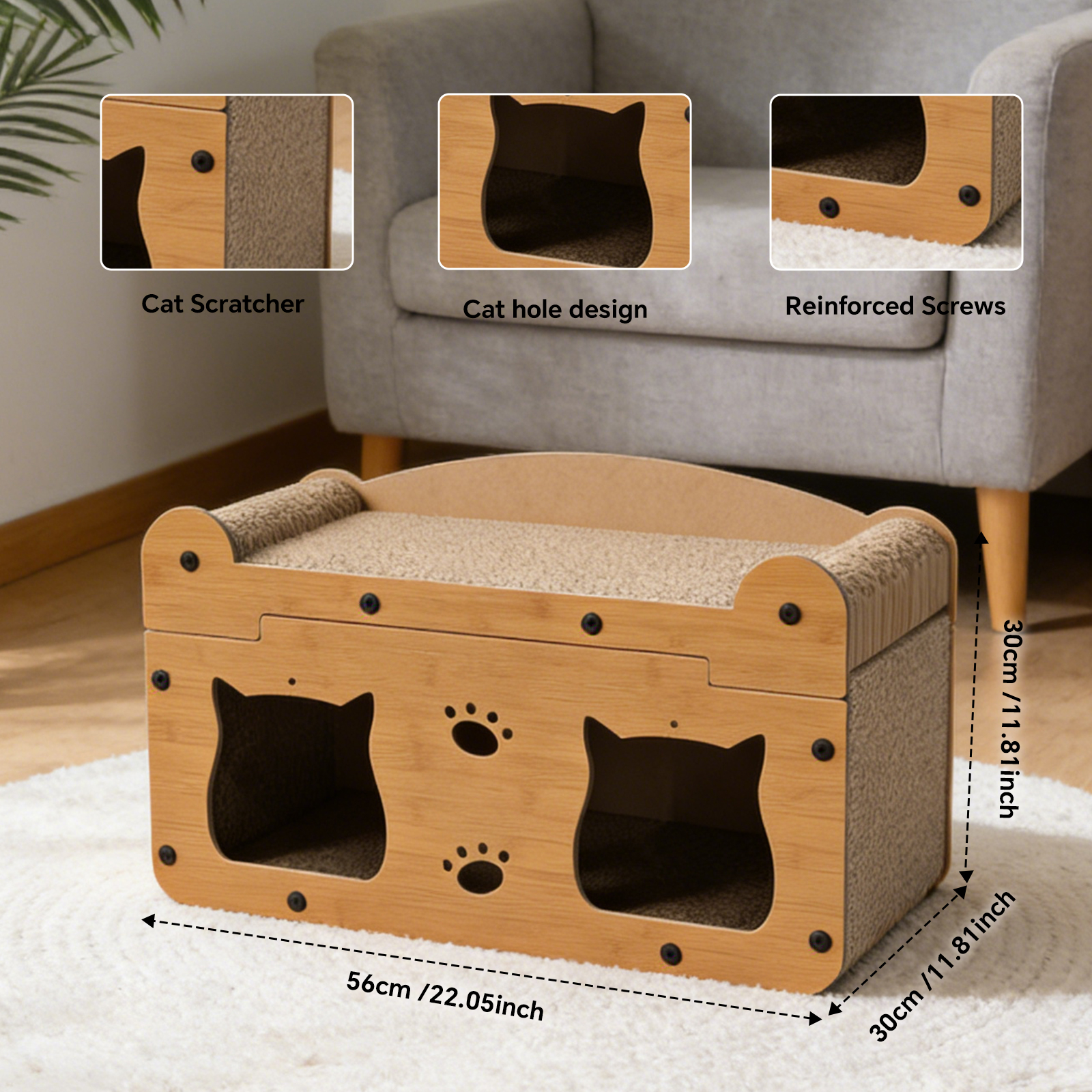 Solo Recogida en Tienda - Cabeza de Gato de Madera de Nuez 56 — imagen 5