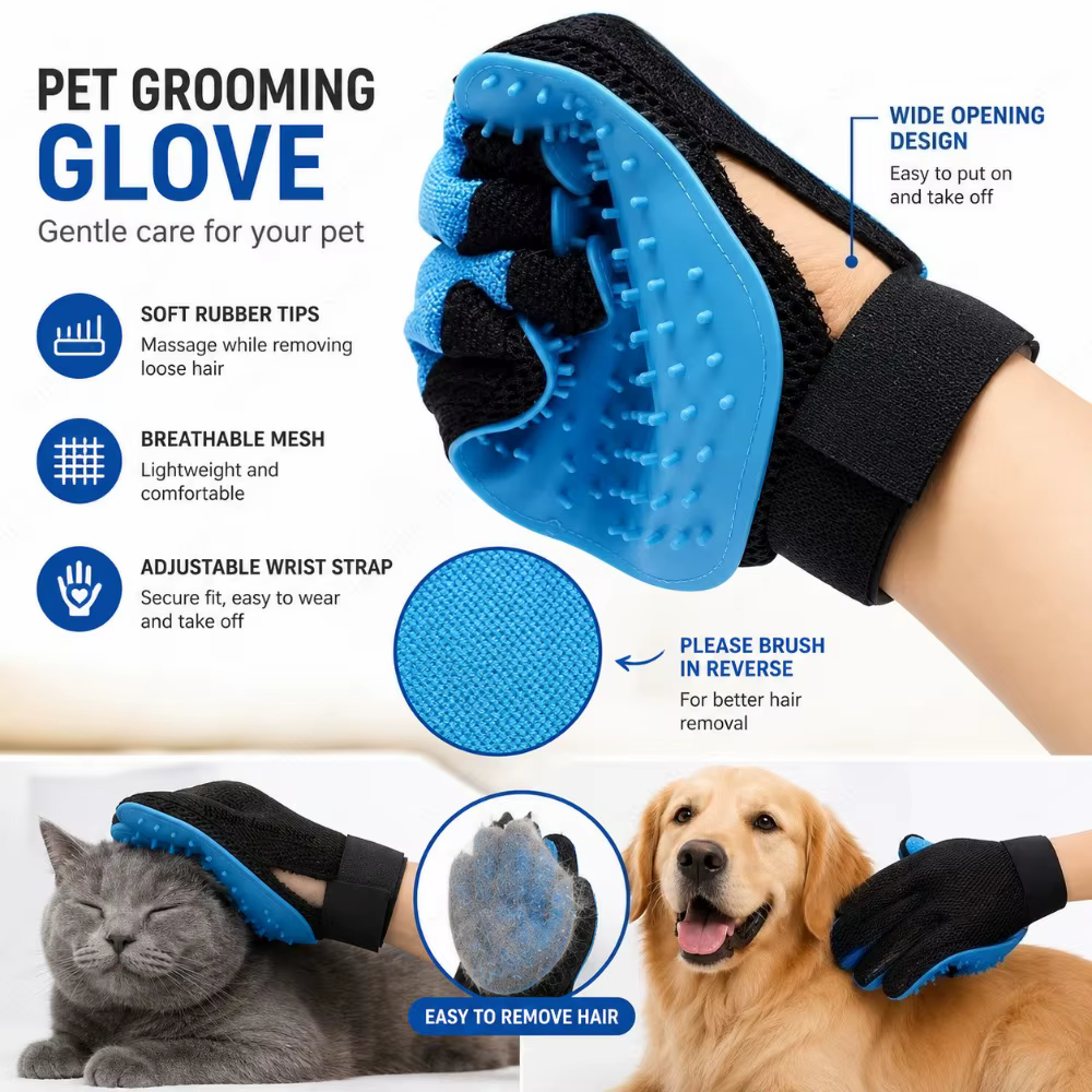 1/10 PCS Pet Silicone Grooming Gloves Effective Hair Remover Comb for Cats Dogs Bath Cleaning and Daily Shedding Control At Home — image 2