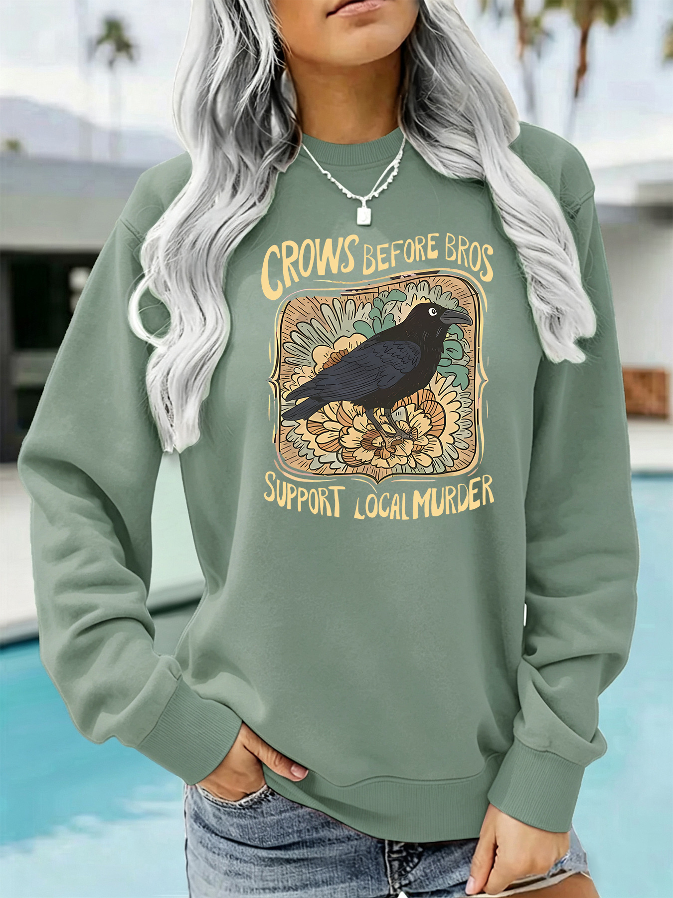 Letter crow print hoodie — image 9