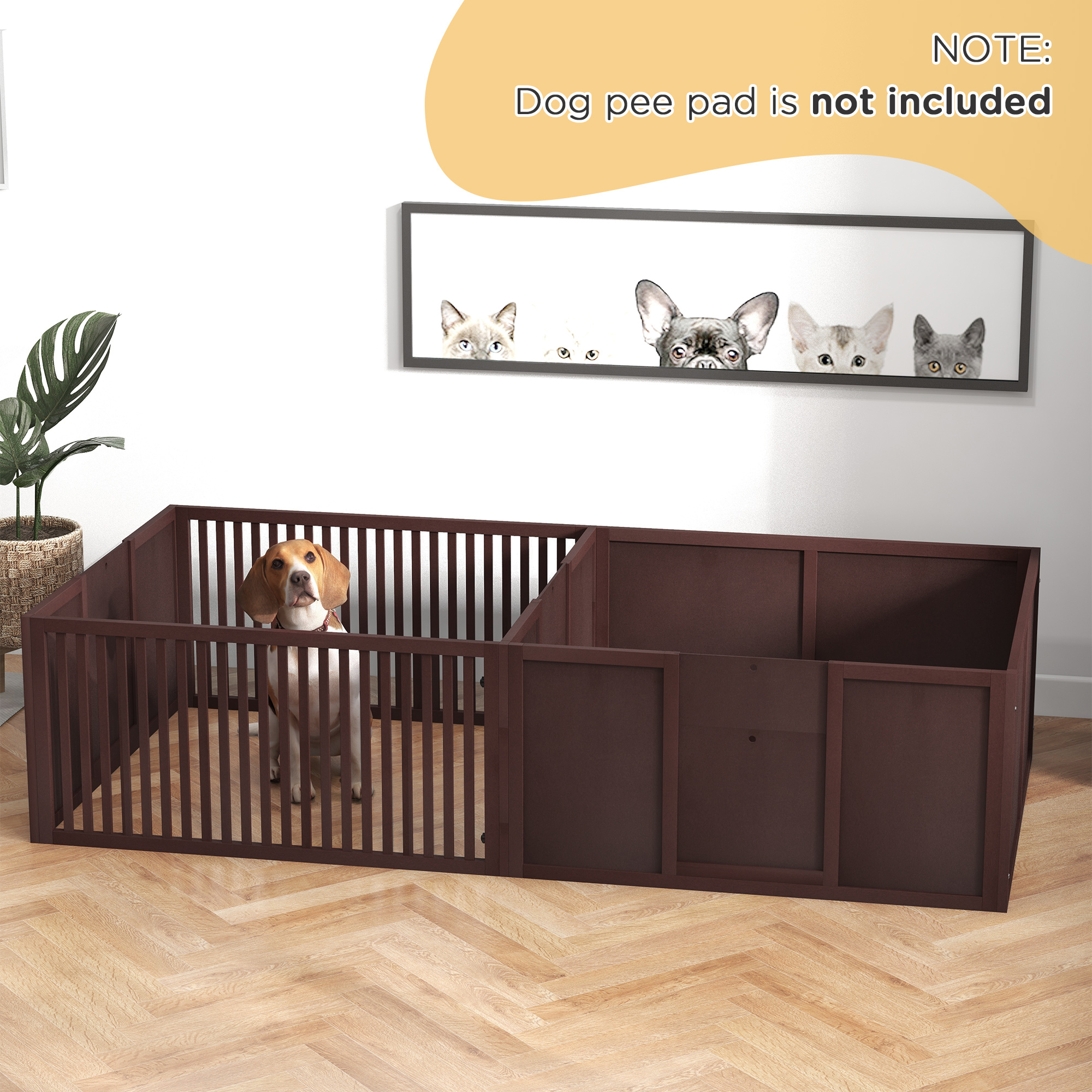 Whelping Box For Dogs Built For Mother's Comfort, Dog Whelping Pen With Removable Doors, Puppy Playpen For Indoors, Newborn Puppy Supplies & Essentials, 81" X 39" X 20", Coffee — imagen 1