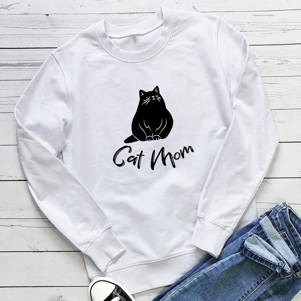 Cat printed round neck long sleeved sweatshirt — image 3