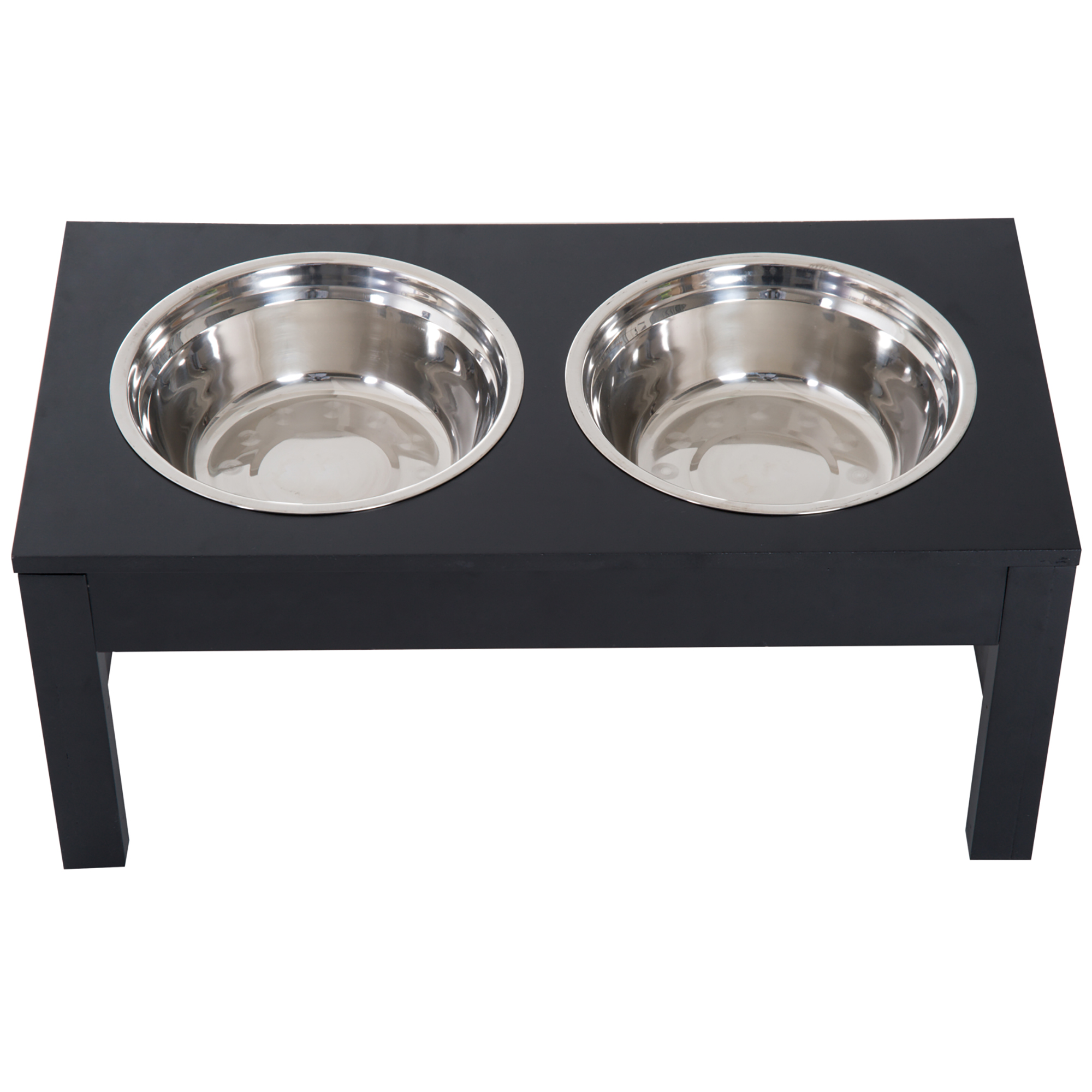 23" Modern Decorative Raised Dog Bowls, Wooden Heavy Duty Pet Food and Water Bowl, Elevated Feeding Station, Black — image 4