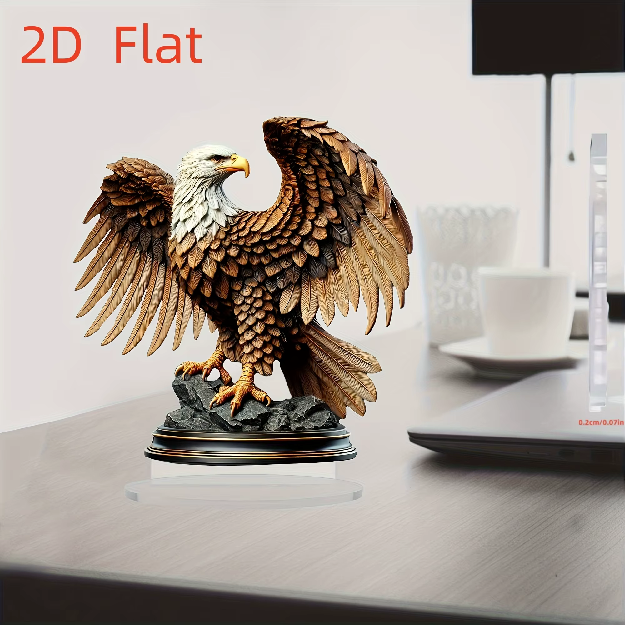 Pieza Decorativa de Acrílico 2D 1 Pieza "El Águila y el Despegue de la Carrera", Regalo de Decoración de Escritorio, Decoración de Oficina, Realista, Potencia la Fortuna Profesional — imagen 5