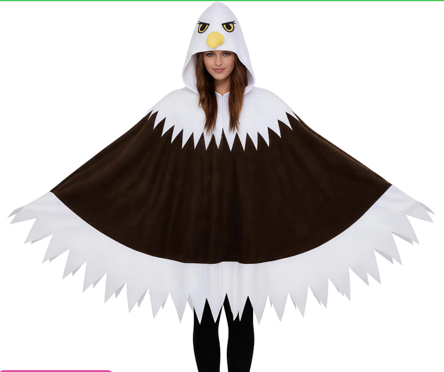 Bird Cosplay Costume Women's Bird-shaped Hooded Cloak Halloween Party Independence Day Bald Eagle Costume Cape — image 5