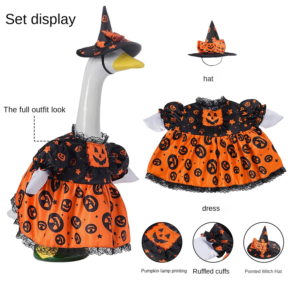 Halloween Porch Goose Costume Large White Goose Festival Yard Decoration Hat and Clothing — image 3