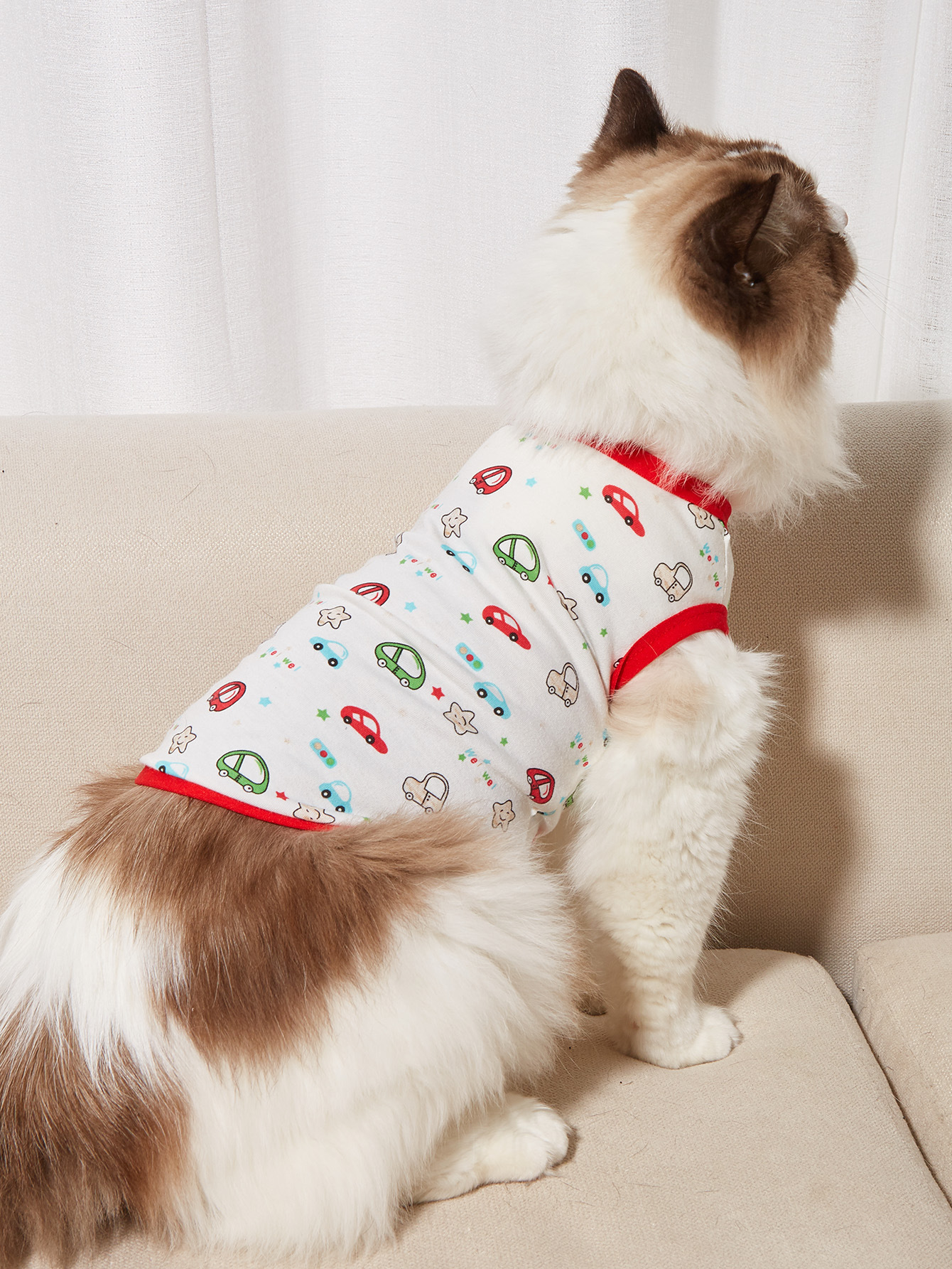 Ropa de Verano para Mascotas con Dibujos Animados Impresión en Casa Británica - Ropa para Perros Pequeños y Medianos — imagen 1