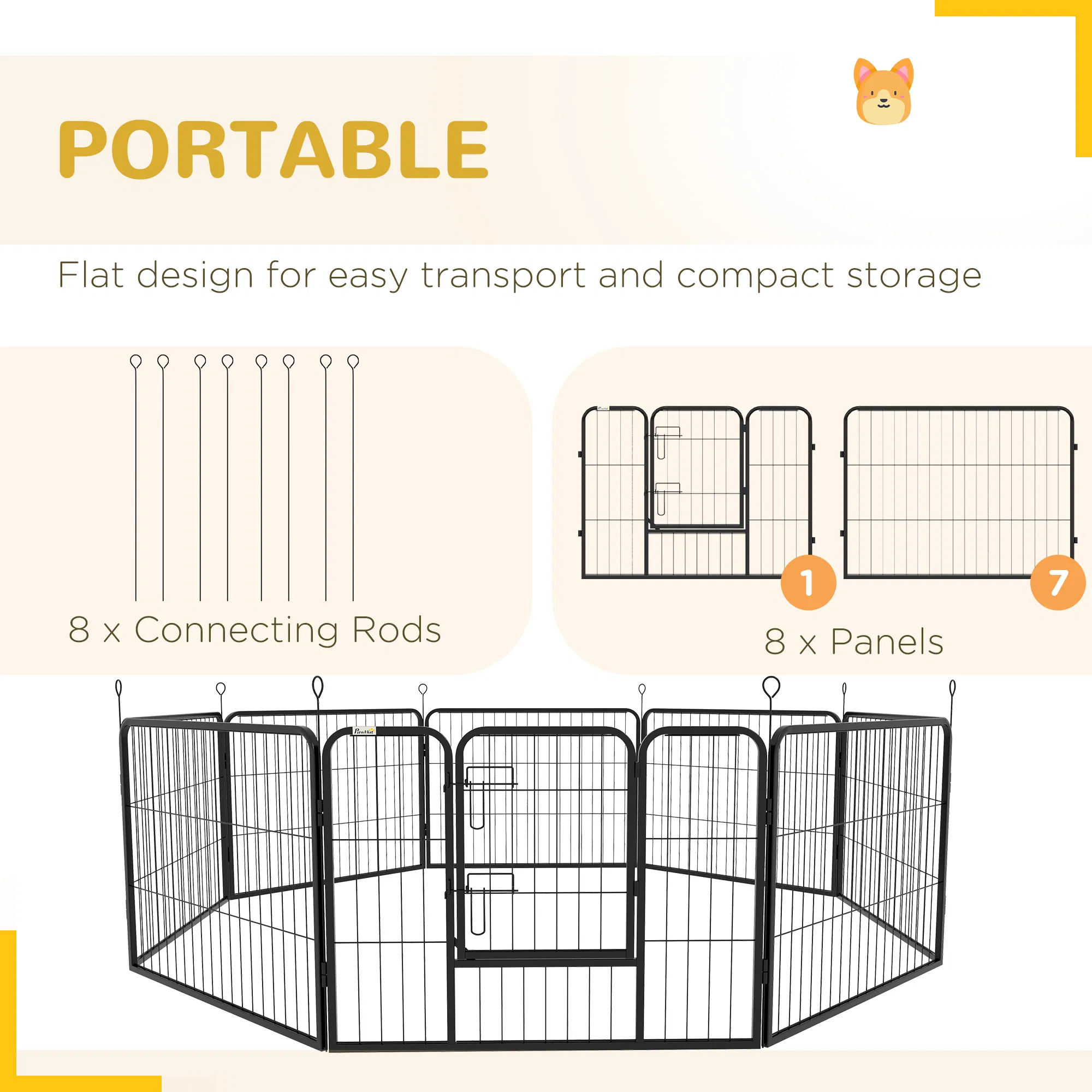 8 Panel Heavy Duty Dog Playpen 23.5" Height for Small Medium Dogs — image 5