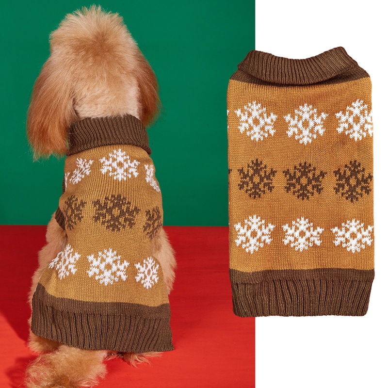 Sudadera de Navidad con Hoja de Nieve Marrón Gris y Otoño Invernal para Perros — imagen 3