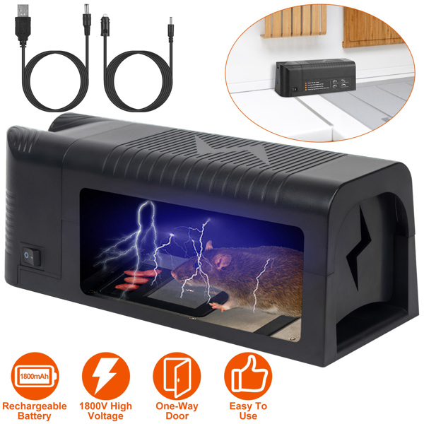 Trampa de Ratas de Alta Tensión 1800V - Espacio Interior Amplio para Todos los Roedores, Entrada de Solo Ida, Recargable y Multifuncional para Escenarios Interiores, Fácil de Usar en Indoors y Outdoors para Ratones — imagen 1