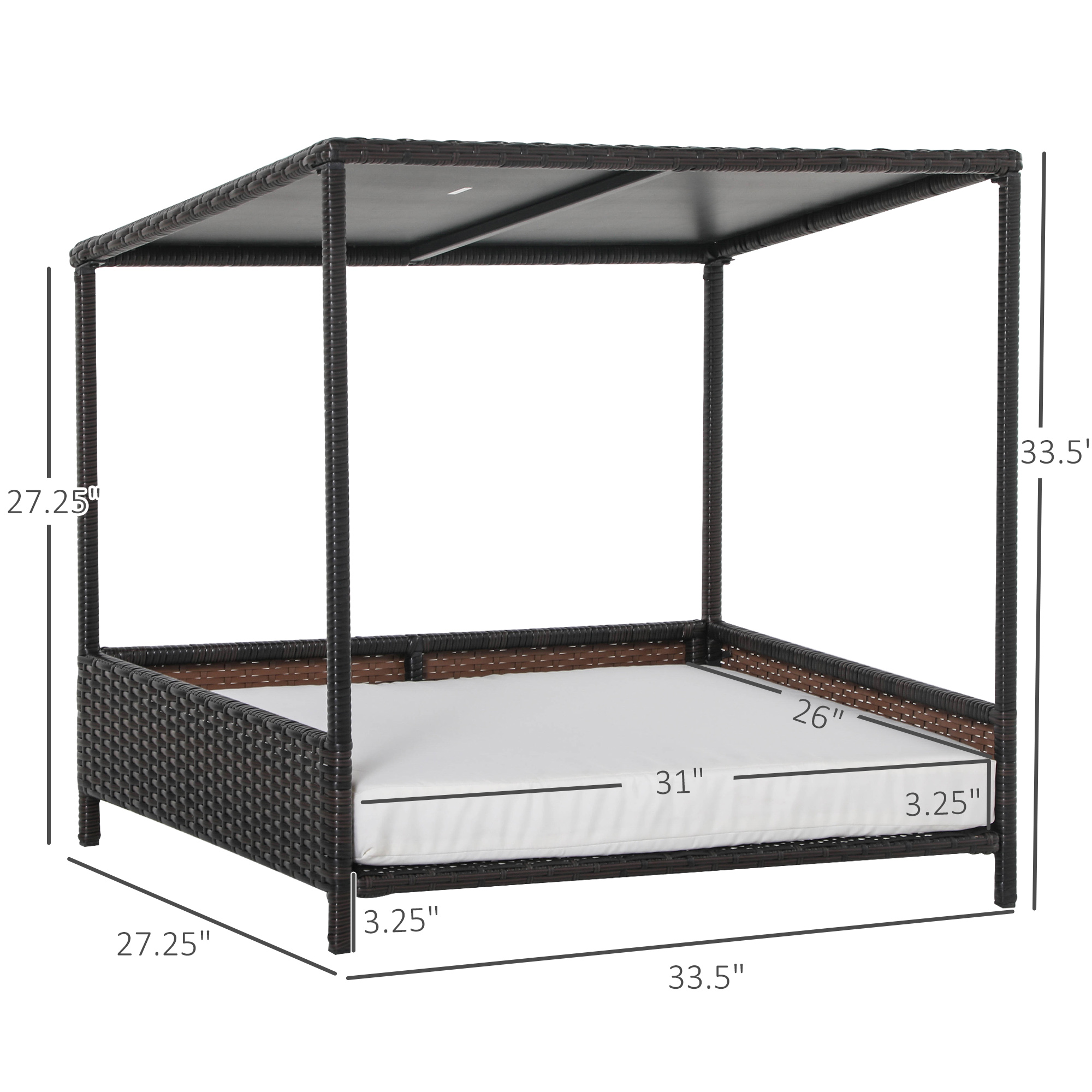 Cama para Perros en Casa con Rattán Elevado, Marrón — imagen 2