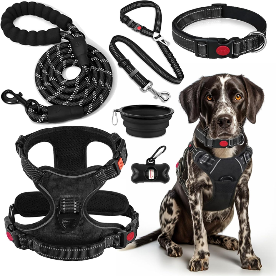 No Pull Dog Harness, Collar & Leash Set, Adjustable Pet Walking Set With Travel Accessories For Dogs — image 1