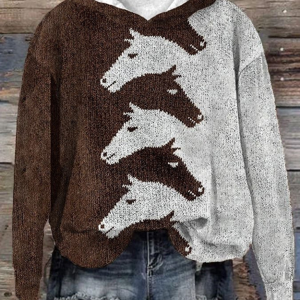 Suéter con Capucha de Estampado Animal para Mujer — imagen 4