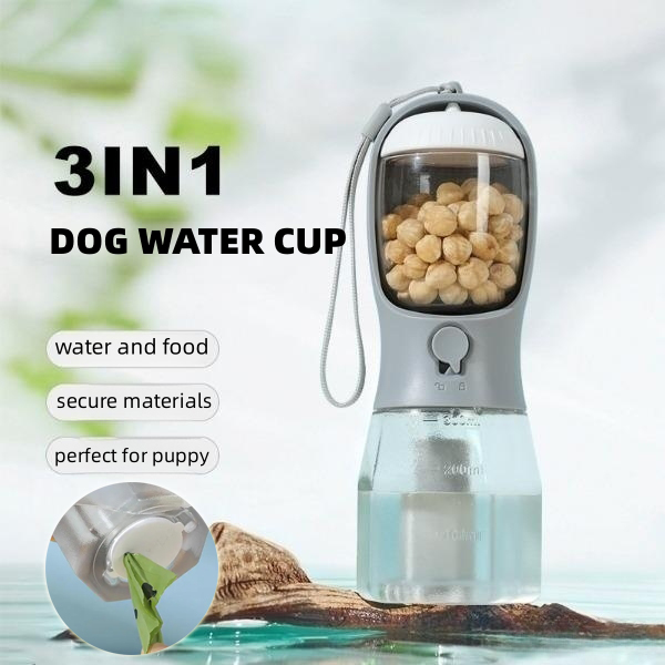 Dog Water Cup Drinking Food Garbage Bag Three-in-one Portable Small Multi-functional Pet Cups Pets Supplies — image 1
