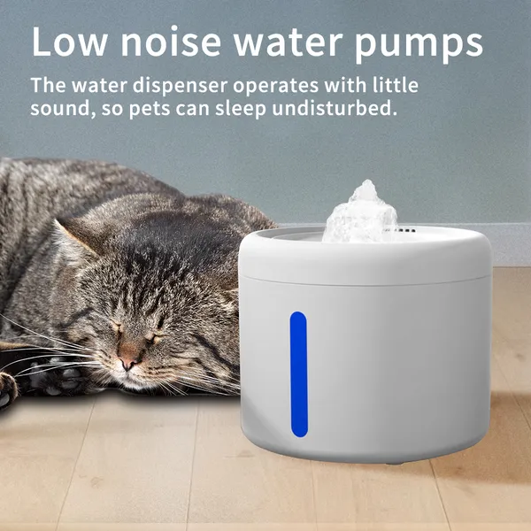 2500ML USB Round Pet Water Fountain, Automatic Cat Water Dispenser With Circulating Pump, Detachable For Easy Cleaning, Ultra-Quiet For Cats & Dogs — image 5