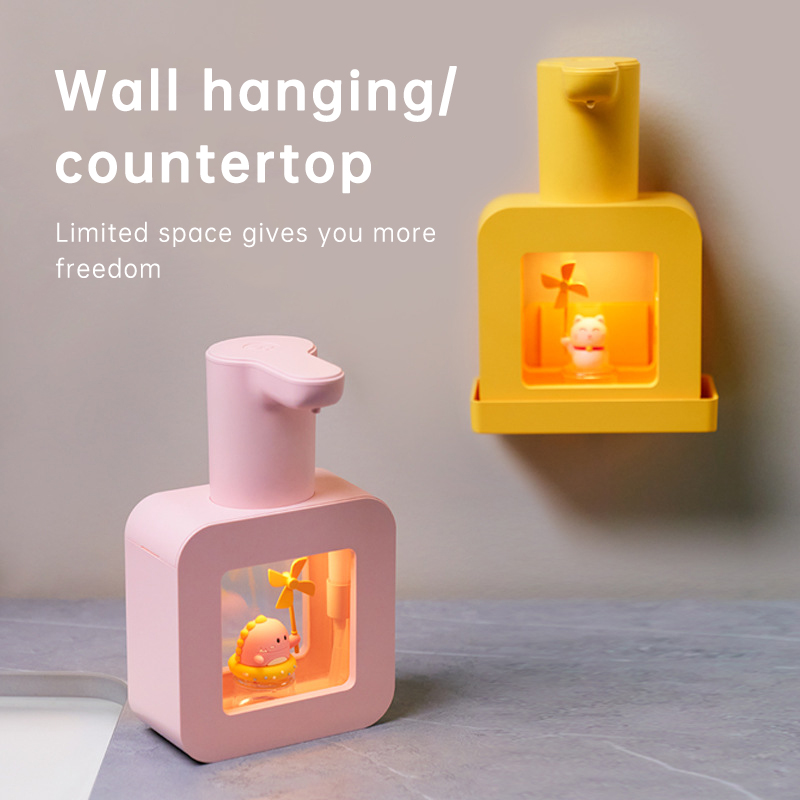 Cute Cat Rechargeable Touchless Automatic Soap Dispenser 400ml Kids foam Soap Dispenser with Night Light — image 4