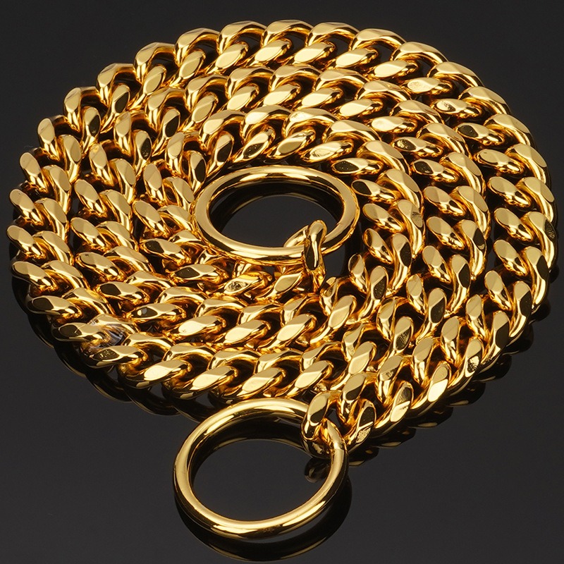 Gold Stainless Steel Dog Necklace P-Chain Titanium Steel Collar — image 6